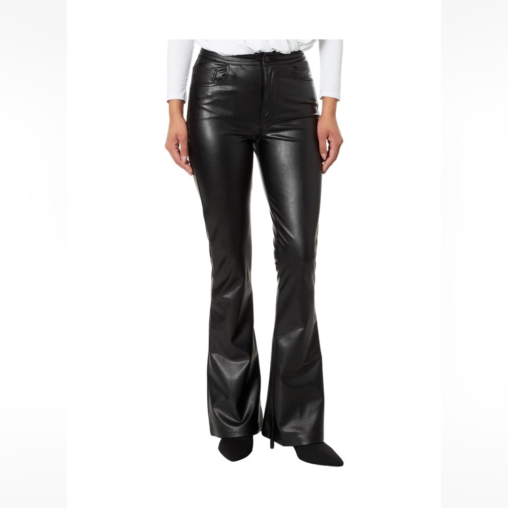 NWT 7 For All Mankind Black Faux Leather Uhr Skinny Boot Tailorless